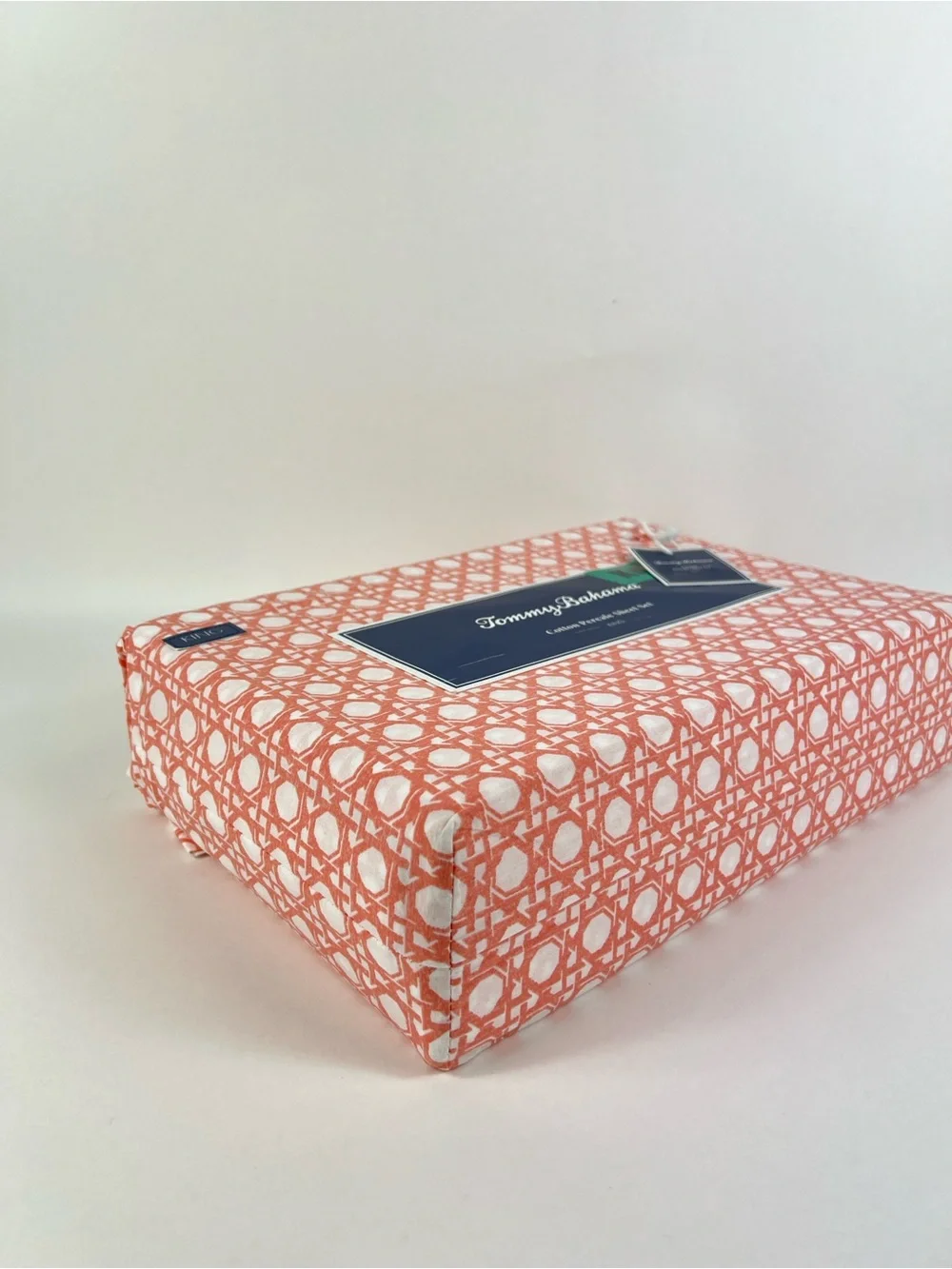 Tommy Bahama King Sheet Set Diamond Isle Orange White Super Soft Cotton 4Pc NEW